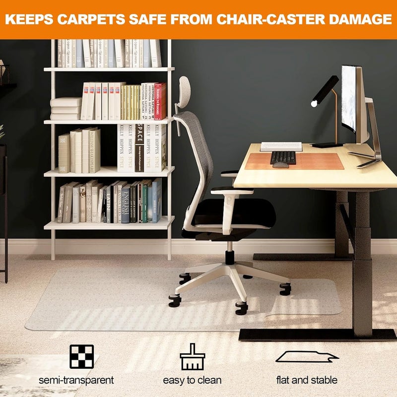 TONOS Thickened Chair Mat for Carpet- Low Pile Carpet Protector for Office Computer Desk Chair. Heavy Duty Desk Chair Mat for Carpeted Floors. Clear (with Lip, 47.5"X35.5"X0.15“) - Image 3